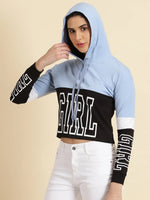 Women's Blue Colourblock Sweatshirt-AF-1751-Blue