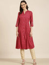 Women Fuchsia Geometrical A-Line Kurta-AT-A1048-Fuchsia