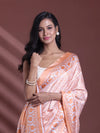 Orange Silk Soft Saree With Floral Print-MA60BSL01400067