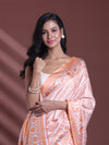 Orange Silk Soft Saree With Floral Print-MA60BSL01400067