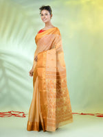 Beige Tussar Silk Saree With Woven Texture Motifs-MA66TUS431820069