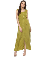 Maxi Shirt Dress in Olive Green