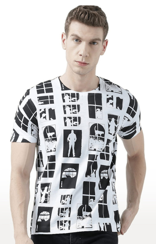 Huetrap White Mens Short Sleeve Graphic Printed Tshirt-HT17MKGRAWHT00761