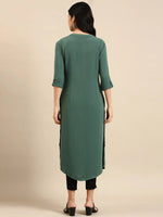 Women's Sea Green Solid Straight Kurta-SKC-3353-Seagreen