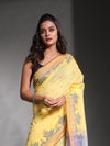 Banana Yellow Cotton Soft Saree With Temple Border And Woven Designs-MA54BCT04660055