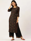 Women's Black Printed Straight Kurtas-GW-1689-Black