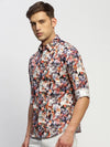 Men White Floral Shirt-PRISM-1696-White