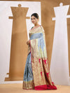 Baby Blue Katan Silk Banarasi Saree With Ethnic Motifs And Woven Designs-MA53KA441380036