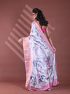 Light Lavender Floral Print Silk Soft Saree With Zari Border-MA60BSL01770013