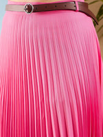 Women Pink Accordion Pleated Midi Skirt