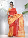 Yellow And Red Shibori Printed Silk Saree-MA56BSL34660009