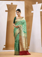 Cool Green Silk Banarasi Saree With Zari Woven Designs-MA53BSL441050004