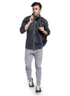 Hangup Men Slim Solid Shirts-AcidGreyDenimShirt