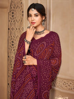 Saree Mall Women's Chiffon Purple Printed Designer Saree With Blouse Piece-STARCFN26503A