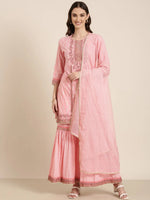 Women Pink Paisley Kurta Set-GW-3282-Pink