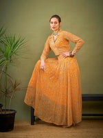 Women Yellow Floral Ankarkali Skirt