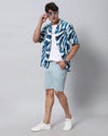 Solid Stretchable Shorts with 3 pockets-Blue-HS6014-30