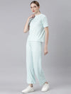 Women Turquoise Blue Checked Tracksuit-AF-1914-Turquoiseblue