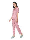 Smarty Pants Women's Silk Satin Mauve Pink Color Polka Dot Night Suit