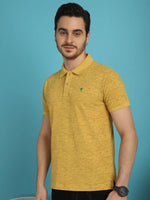 Venitian Men  Pique Matty Cotton Yellow Colour Polo Neck All Over Printed T-Shirt