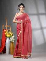 Salmon Pink Mul Cotton Soft Saree With Gota Patti Borders-MA62MCT33880009