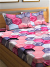 Home Sizzler 144TC Microfibre Pink Double Bedsheet With 2 King Size Pillow Covers-HSDBS004097