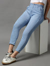 Women's Blue Solid Boyfriend Fit Denim Jeans-GZ-5327-Blue