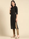 Women's Black Printed Straight Kurta-GW-500-K-Black