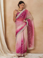 Saree Mall Women's Net Pink Embellished Designer Saree With Blouse Piece-SRENIK1971D