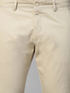 Genips Men's Cotton Stretch Caribbean Slim Fit Solid Cream Colour Trousers