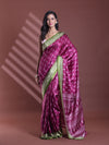 Burgundy Silk Soft Saree With Paisley Print-MA60BSL01400043