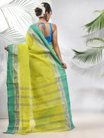 Lime Green Pure Cotton Tant Saree With Woven Designs-MA51TT43470116