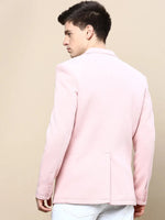 Men Pink Solid Casual Blazers-AR-48-Pink