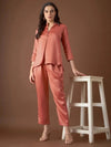 Box Pleat Shirt with pants in Rust Color