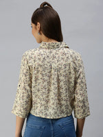 Women's Yellow Printed Tops-AE-3330185-Yellow