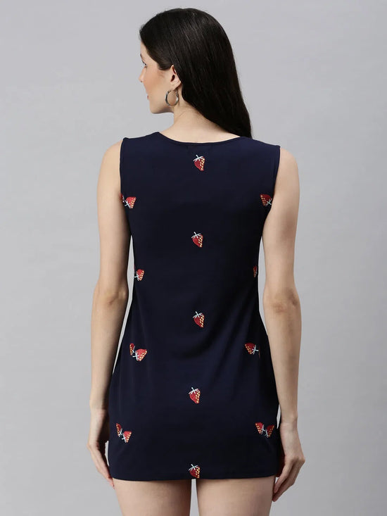 Women Navy Blue Solid Sheath Dress-AE-9948-Navyblue