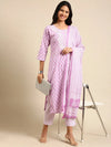 Women's Lavender Printed Kurta Set-AT-A576-Lavender