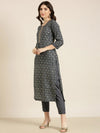 Women Grey Floral Kurta Set-AT-A940-KPD-Grey