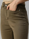 Women's Khaki Solid Straight Fit Denim Jeans-IM-9795-Khaki