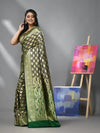 Eggplant Silk Banarasi Saree With Zari Woven Designs-MA52BSL441050017