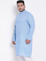 Hangup Men Standard Solid Men's Indian Wear-DarkBlue_Linen_OnlyLongKurta