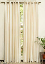 Caramel 100% cotton geometric curtain for living room -Room darkening - Beige - Pack of 1-240423012