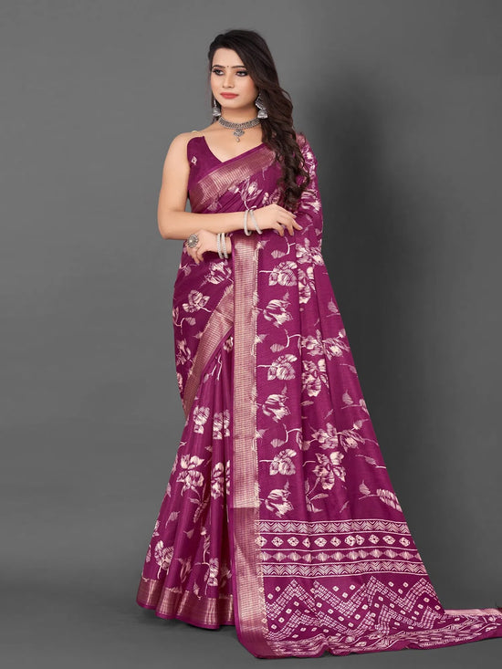 Saree Mall Women's Dola  Magenta Printed Designer Saree With Blouse Piece-UNVRSE05C