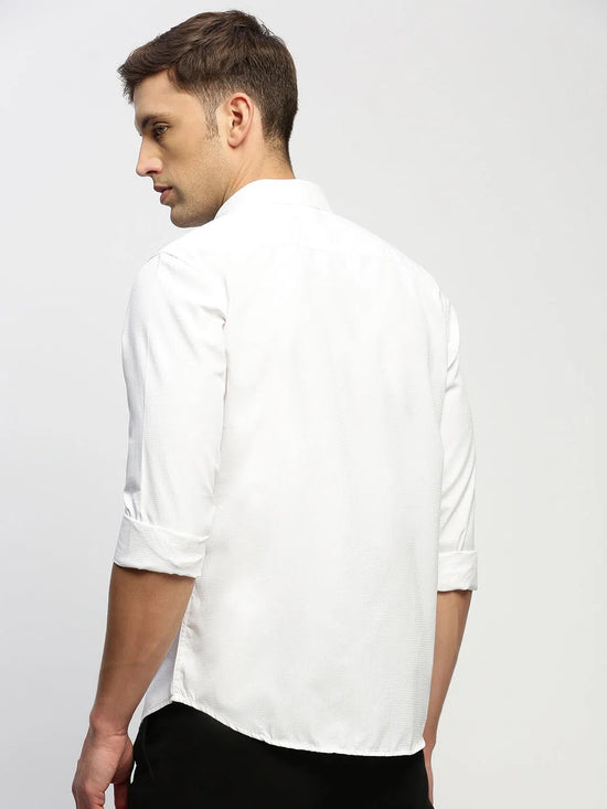 Men White Solid Shirt-RAYMONDSDOBBY-262-White