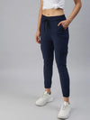 Women's Navy Blue Solid Joggers Track Pant-AN-9017-Navyblue