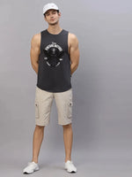 Rigo Dark Grey Printed Sleeveless Round Neck T-Shirt Vest