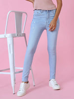 Women's Blue Solid Skinny Fit Denim Jeans-GZ-5268-Blue