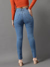 Women's Blue Solid Skinny Fit Denim Jeans-GZ-5183-B-Blue