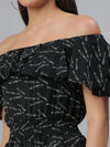 Women's Black Printed Jumpsuit-AE-9926-Black