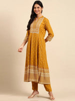 Women's Mustard Printed Kurta Set-BCSK-1557-Mustard